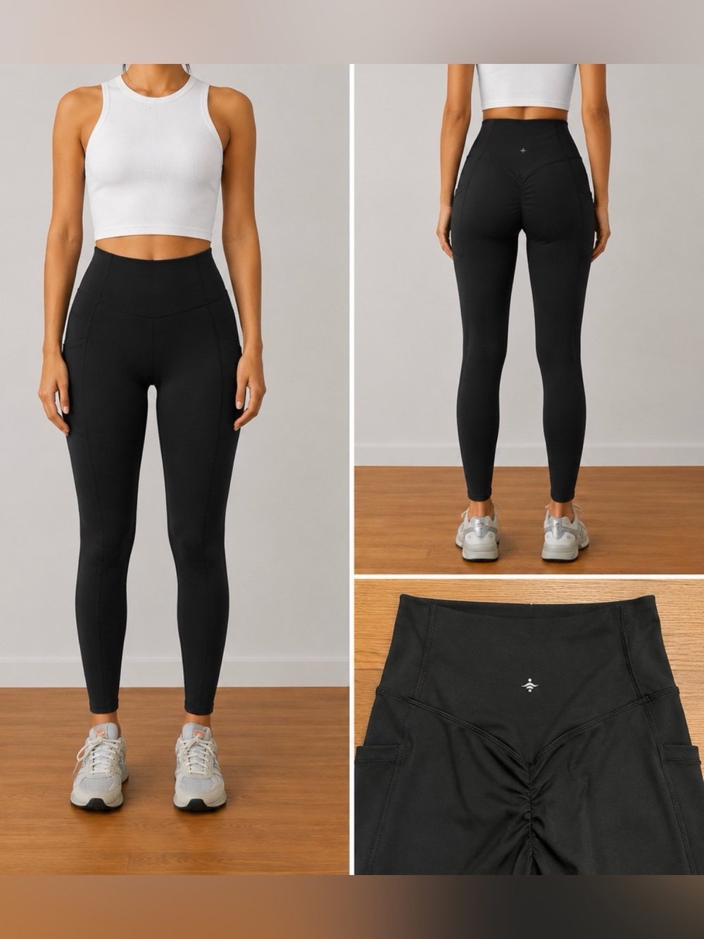 HALARA Black High-Waist Leggings with Side Pockets